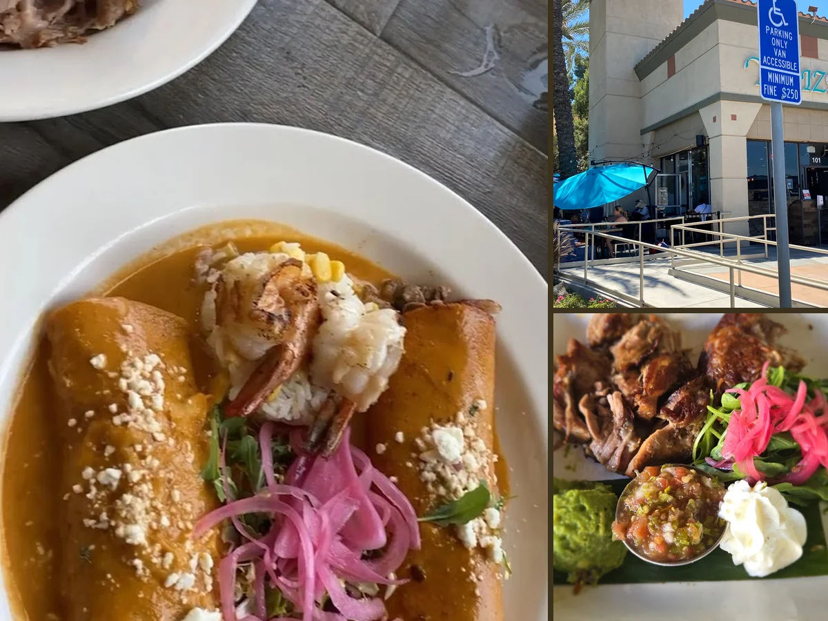 Elegant Mexican meal with bright garnishes.