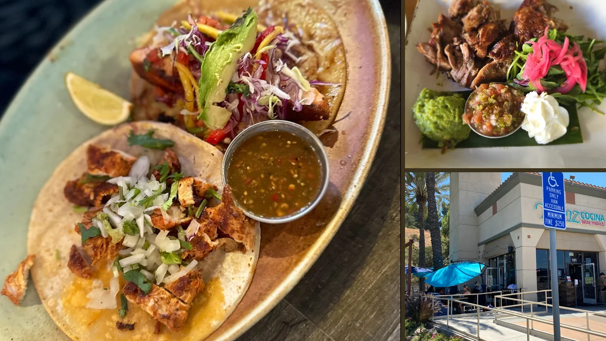 Plated Mexican dishes with modern presentation.