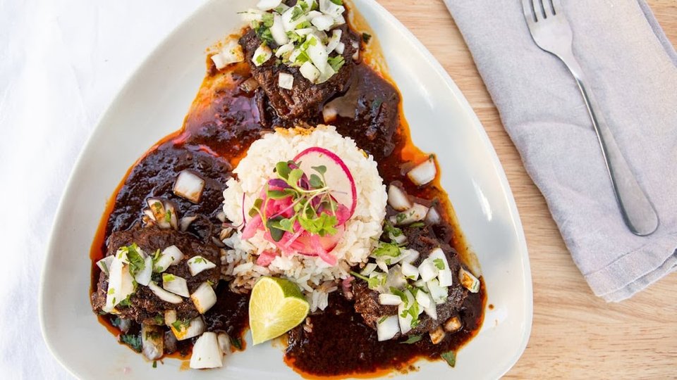 Carnitas Soft Taco and Chicken Mole Enchilada