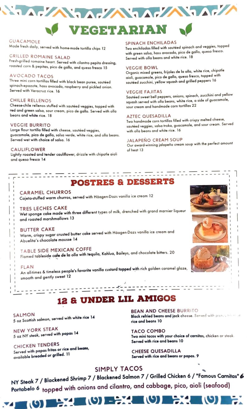 Restaurant menu with specialty dishes and flights.